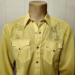 vintage Western shirt S men's yellow H Bar C vintage 1970s